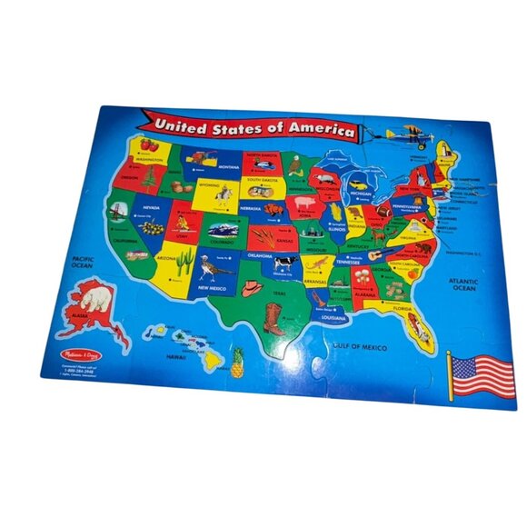 Melissa & Doug USA Extra Large Floor Puzzle 51 Pieces-Agesd 6+-GUC - Picture 2 of 7
